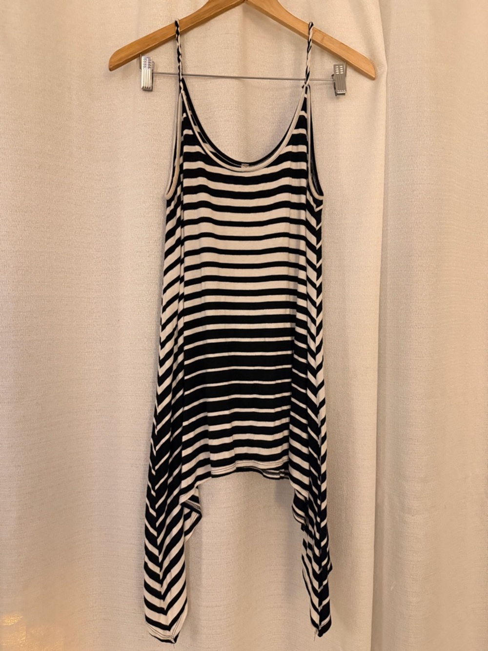 Black & White Striped Handkerchief Hem Tank